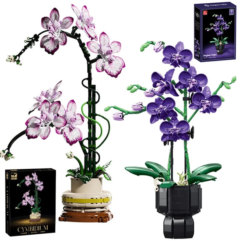 Blocs de construction de plantes en pot, orchidée créative, Cymbidium, fleurs éternelles, Simulation Phalaenopsis, briques à monter soi-même,