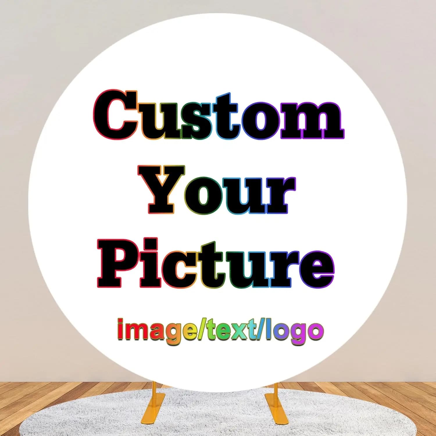 Fond de scène rond personnalisé Yeele avec image/logo/texte personnalisé pour la décoration de fête de naissance, d'anniversaire, de mariage