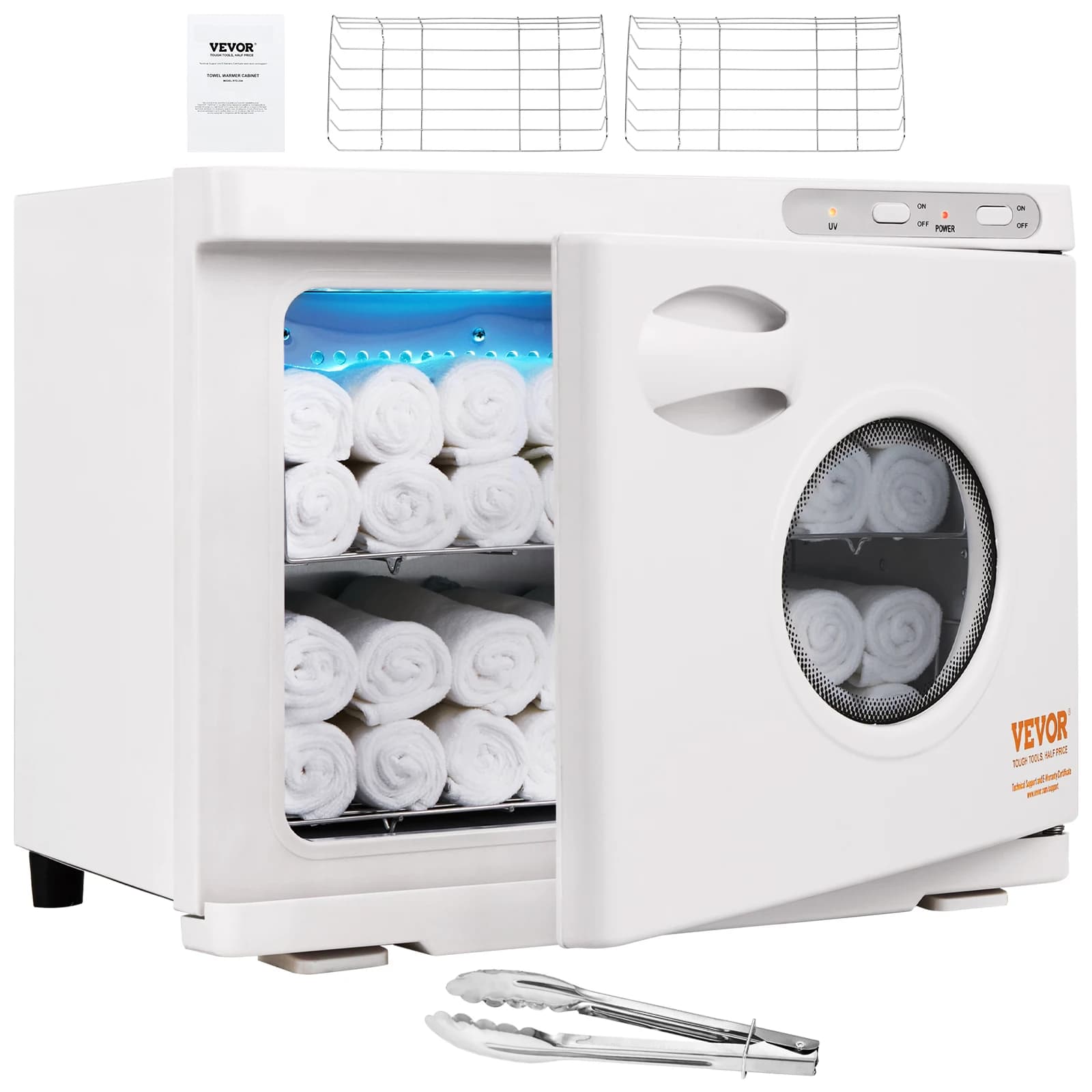 Chauffe-serviettes SucceBuy 8/23L grande capacité avec fenêtre transparente, chauffage rapide 2-en-1 pour soins du visage, SPA, massage, salon