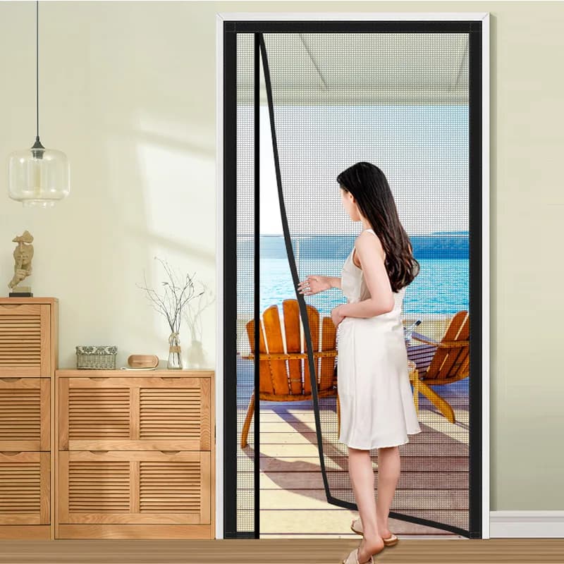 DTGJ Écran de porte magnétique, moustiquaire magnétique de porte latérale noire, vol anti-insectes, filet invisible d'intérieur d'été et de