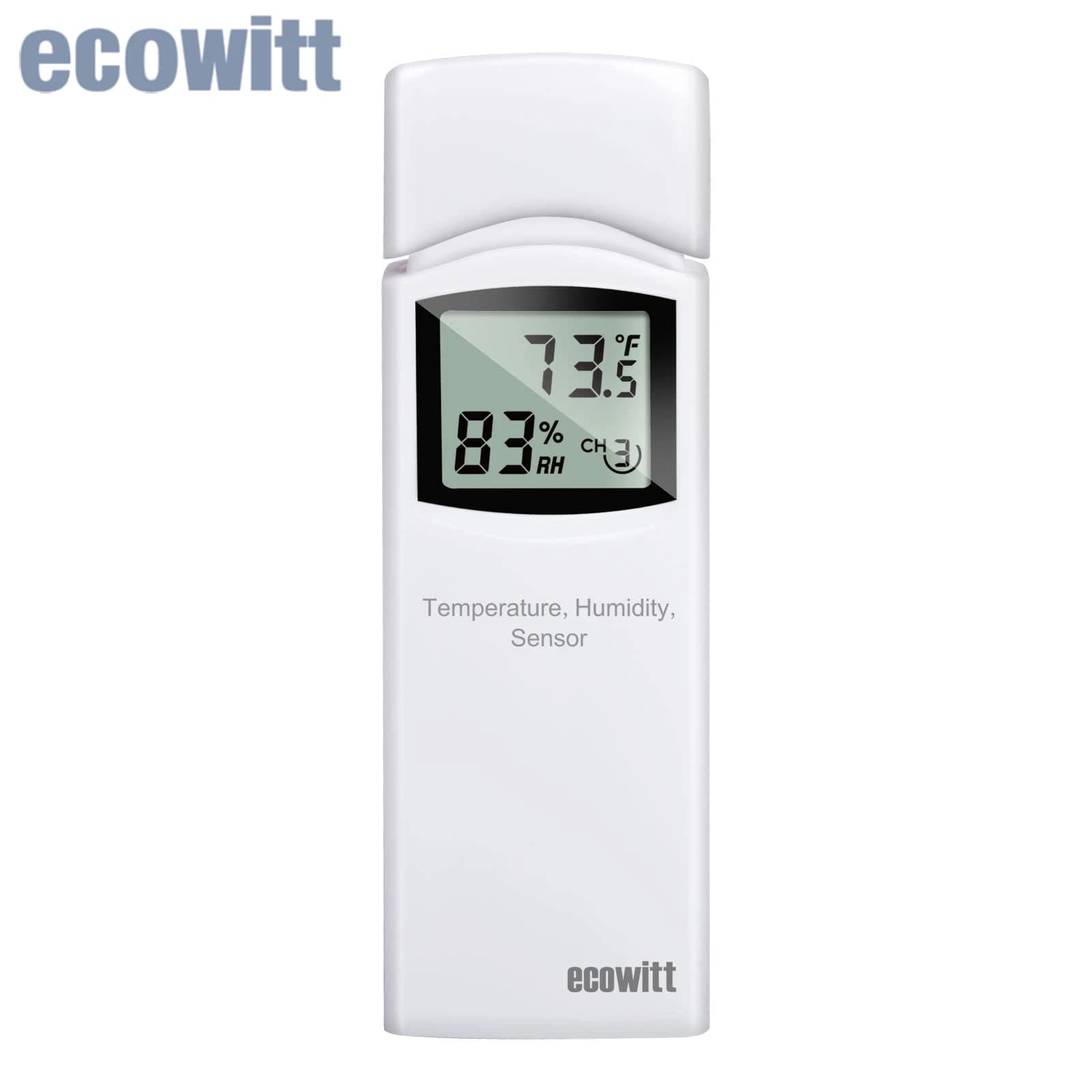 Thermomètre hygromètre sans fil Ecowitt WN31(WH31) à 8 canaux avec capteur de température et d'humidité et écran LCD (passerelle non incluse)