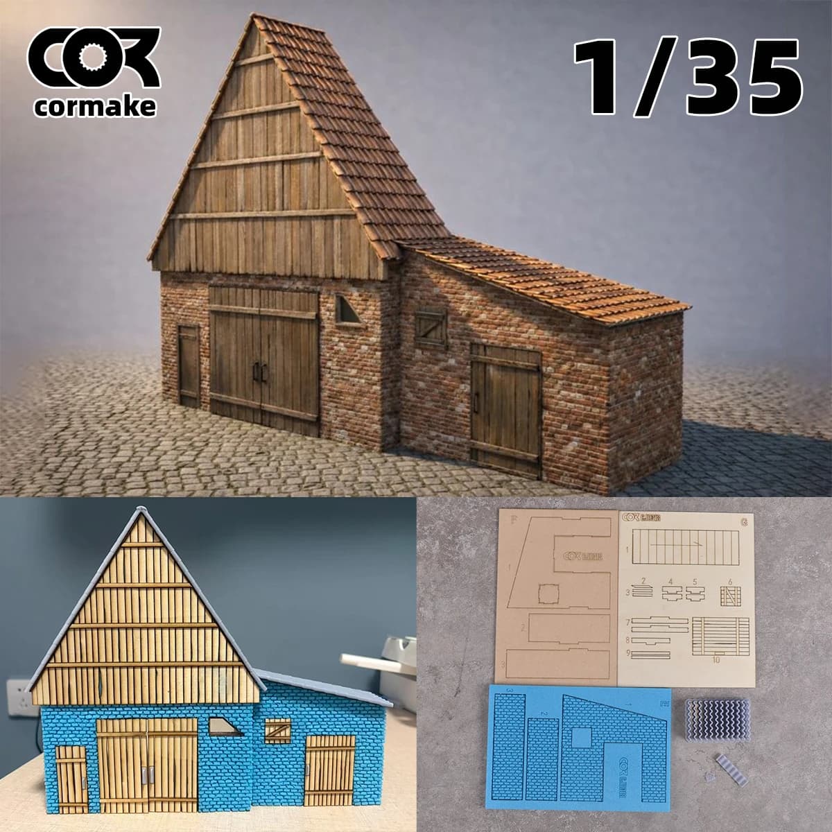 Maquette architecturale à assembler, table de sable, entrepôt, grange, silo à céréales, diorama, kit de maquette à l'échelle 1/35 1/32