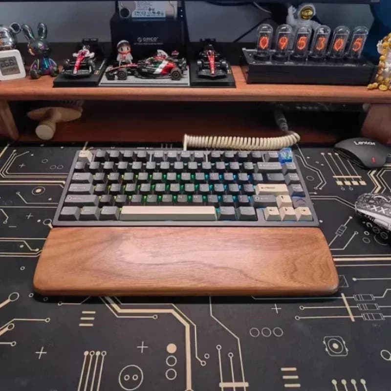 Repose-paume en bois de noyer, repose-souris en bois massif personnalisé, repose-poignet pour clavier mécanique, accessoires autocollants