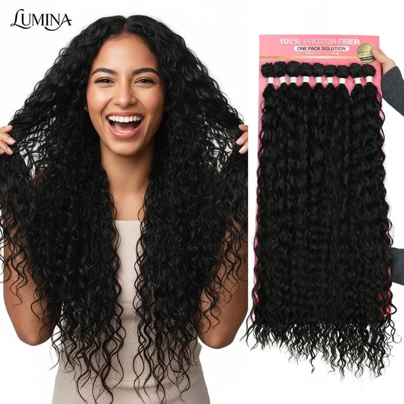Extension de cheveux synthétiques Julianna Jerry Curly Water 9X 300 grammes, bouclés crépus, résistants à la chaleur, en fibre protéinée bio