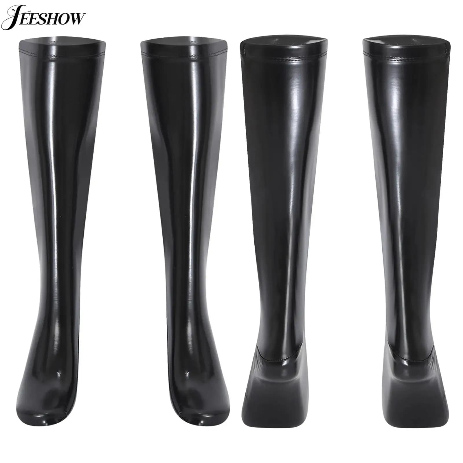 1 paire de bas en Latex unisexe pour adultes, Look mouillé, fermeture éclair latérale, longueur aux genoux, chaussettes longues, accessoire de