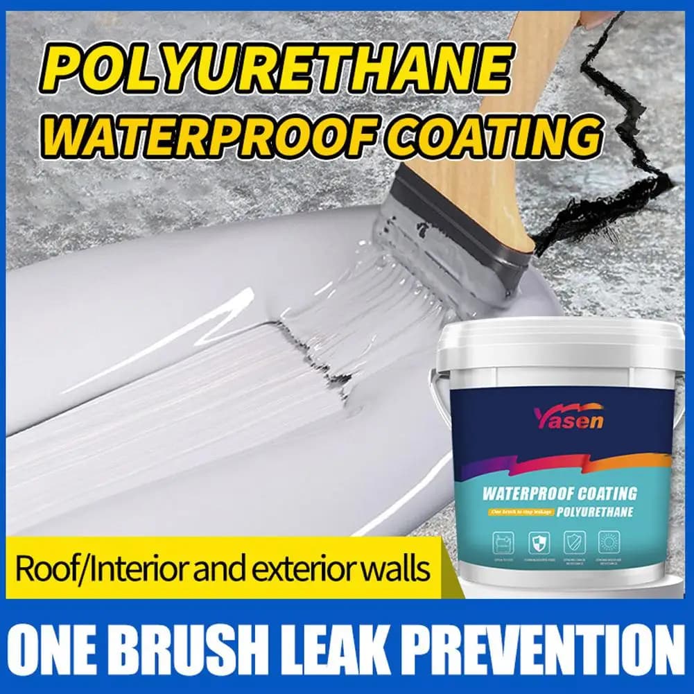 Revêtement imperméable en polyuréthane à base d'eau, 1000g, réparation des fuites de toit et de mur extérieur, réparation des fuites de murs et