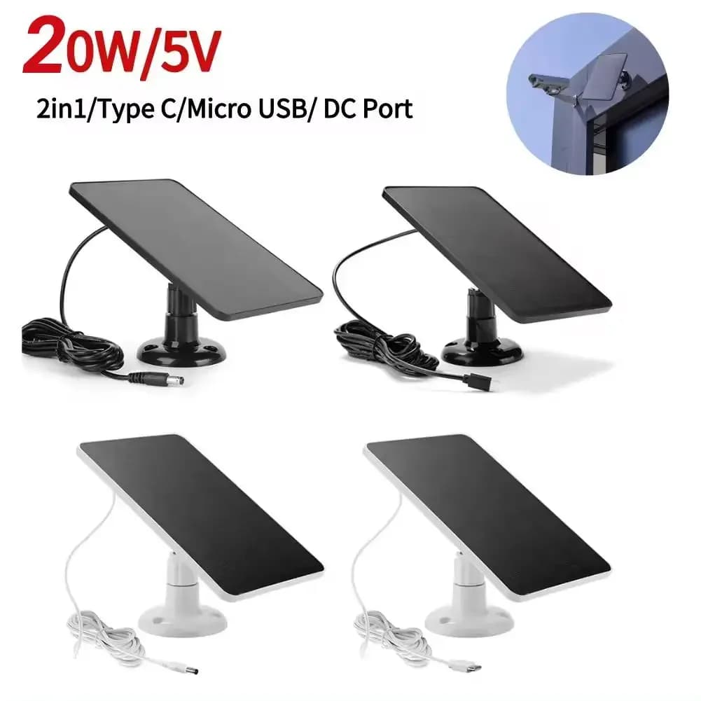 Panneau solaire étanche IP65, 5V, 20W, chargeur de panneau solaire, 360 °, montage réglable pour caméra de sécurité pour wald 5,00 cam 3, 255.2,