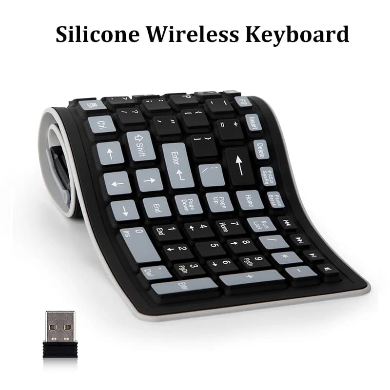 Clavier en Silicone sans fil, pliable, USB 2.4G, Flexible, étanche, mince, universel, silencieux, enroulable, pour PC et ordinateur portable
