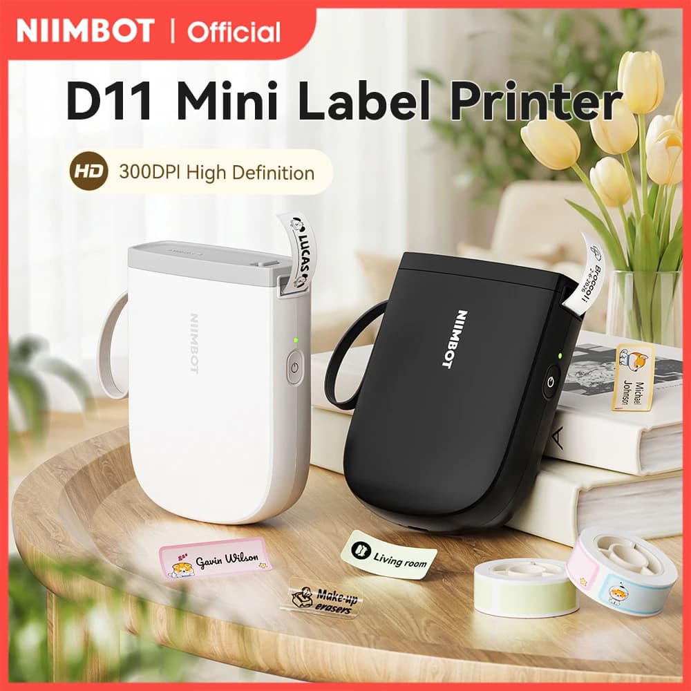 NIIMBOT D11 nouvelle Version imprimante d'étiquettes Mini Portable 300DPI Bluetooth sans fil étiqueteuse nom étiquette cuisine autocollant