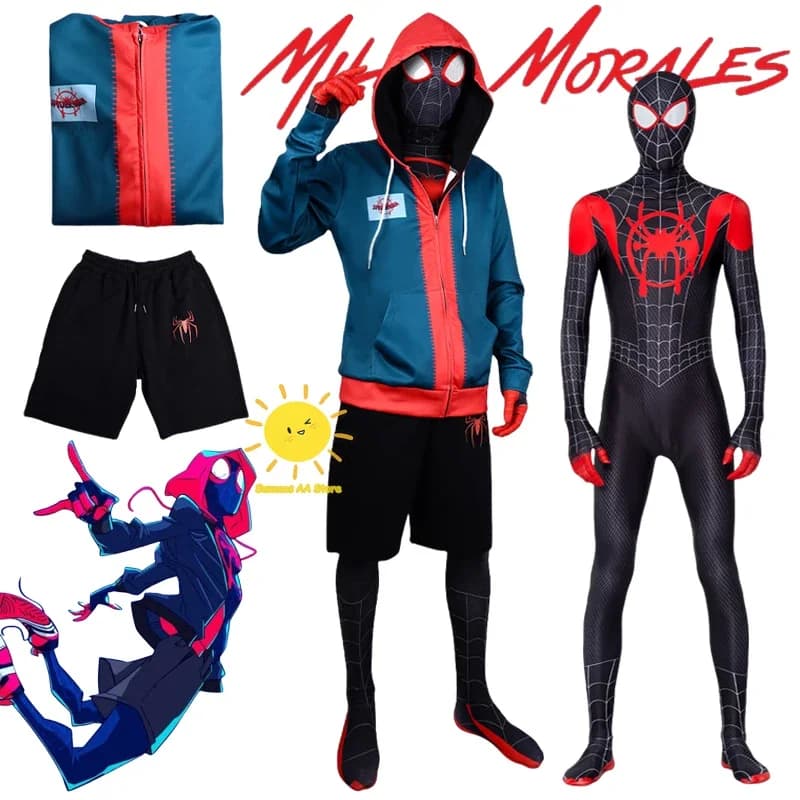 BEAST KINGDOM Spider Miles Morales Cosplay Halloween veste body masque Costume de fête costumes Spider Miles fantaisie pour unisexe