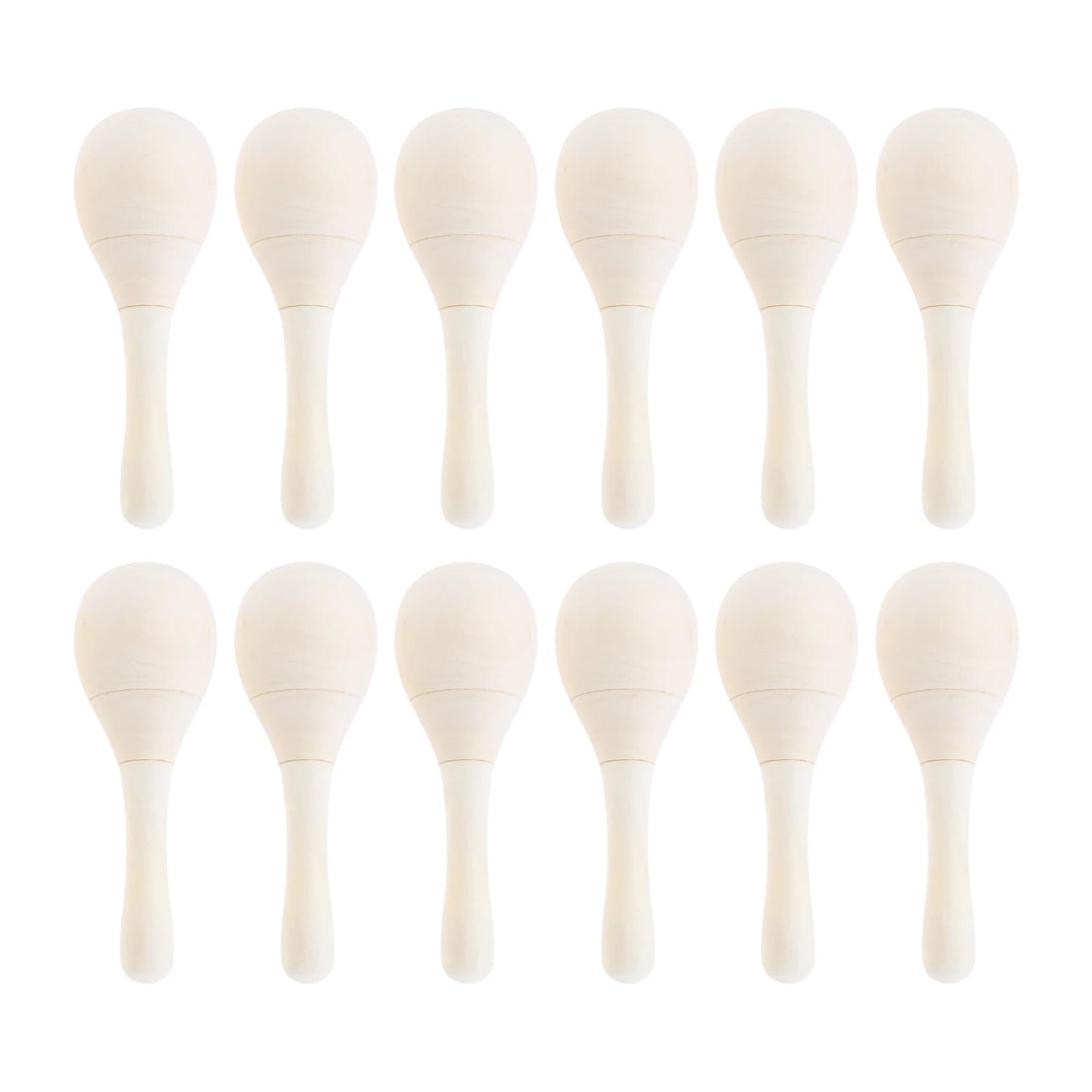 Maracas en bois pour adultes, hochets à Percussion manuelle, Shaker Rumba en bois, Maracas pour adultes et enfants, Instrument de musique, 12 pièces
