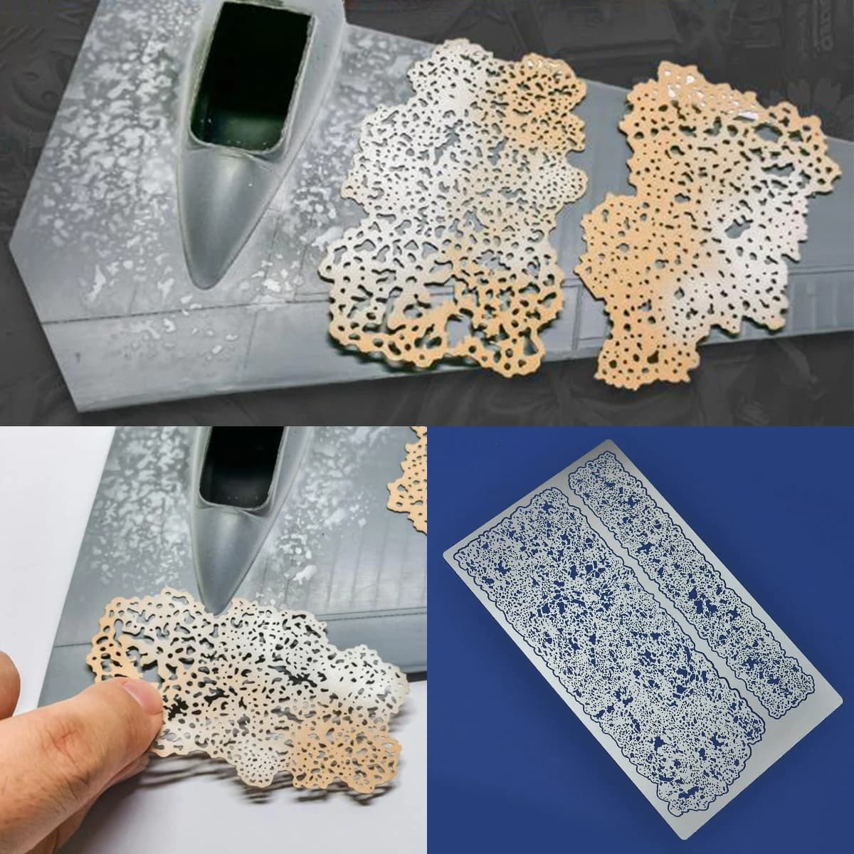 Outils de peinture pour maquettes, pochoirs métalliques réutilisables pour aérographe, masques de pulvérisation pour effet de vieillissement,