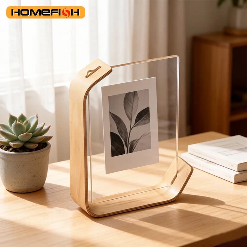 Support photo de bureau en bois et acrylique, cadre en acrylique pour photos de mariage et de fête