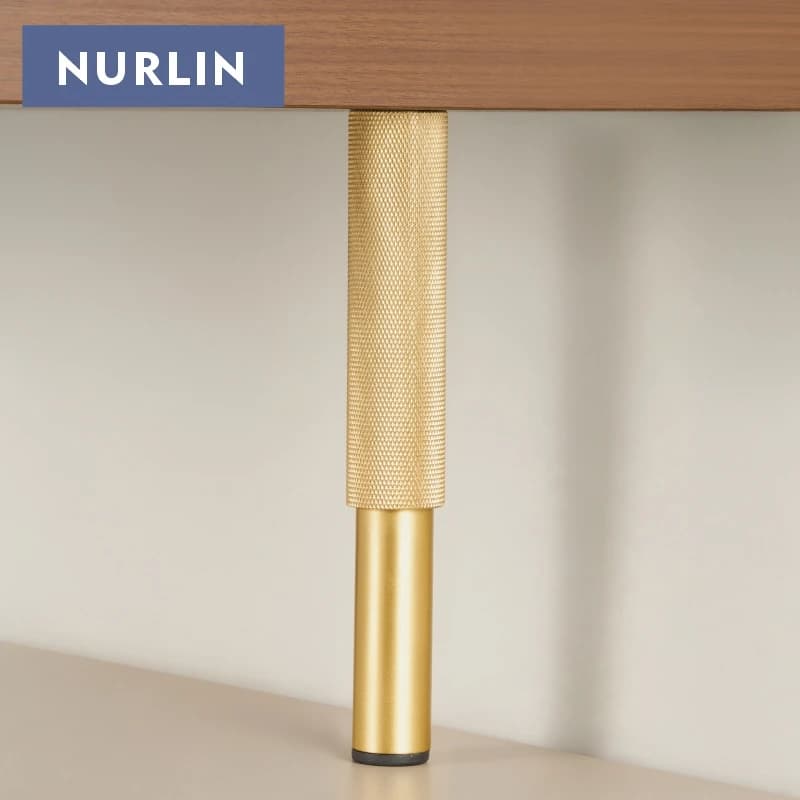 Nurlin Pied d'armoire de meuble en laiton moleté à motif de coupe diamant à hauteur réglable Pieds moletés fermement pris en charge Noir Or