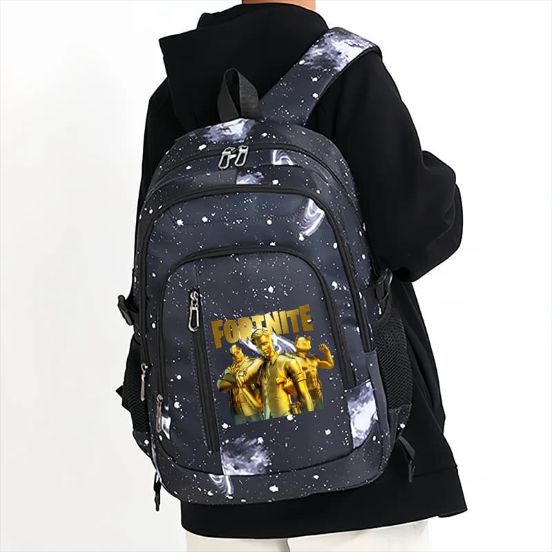 Sac à dos Fortnite Starry Sky, grande capacité, étanche, pour ordinateur portable, imprimé avec des personnages de jeu, sac d'étudiant, pour