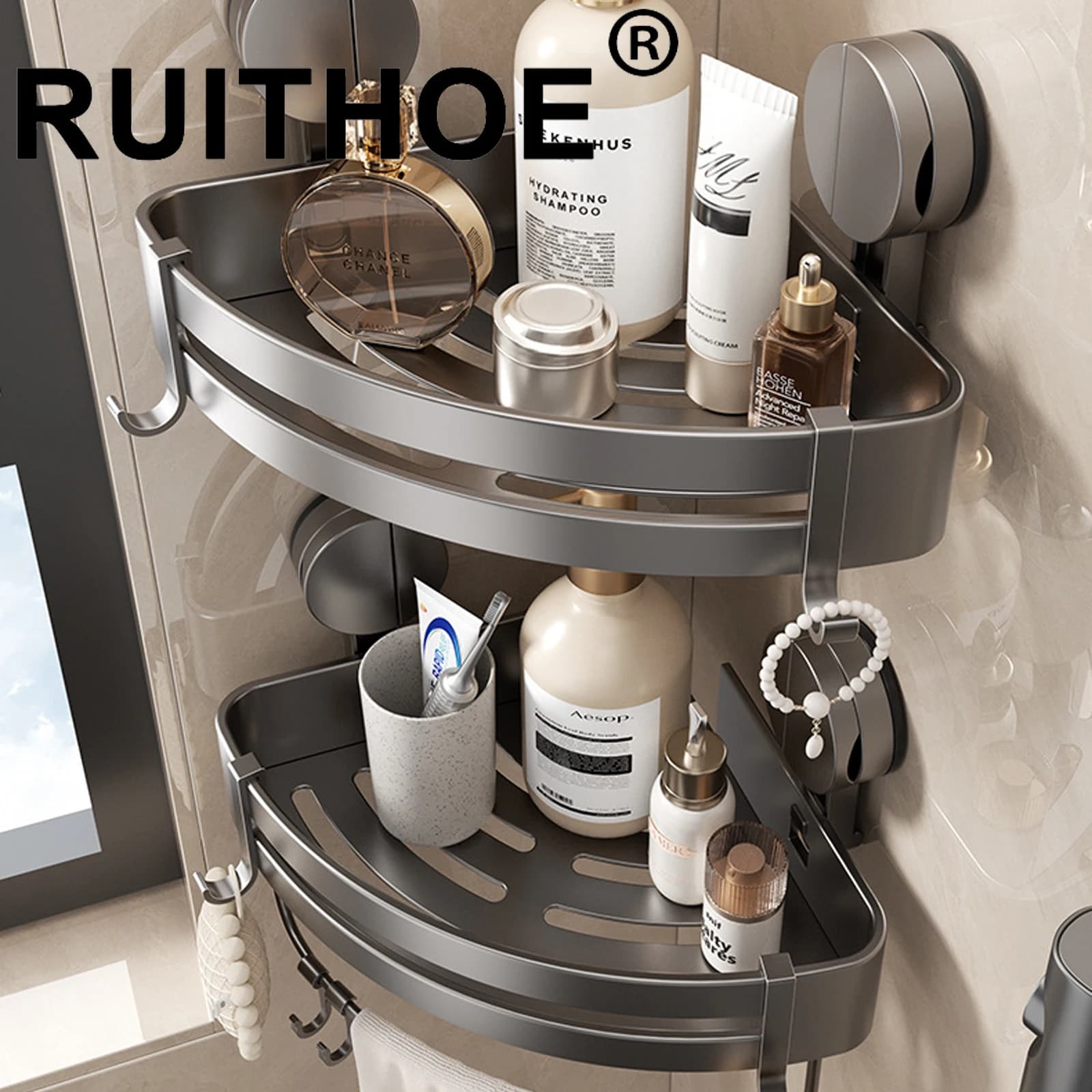 Étagère murale de salle de bain pour douche, bouteille de shampoing, orangiseur, support d'angle de douche, rangement, accessoires de salle de bains