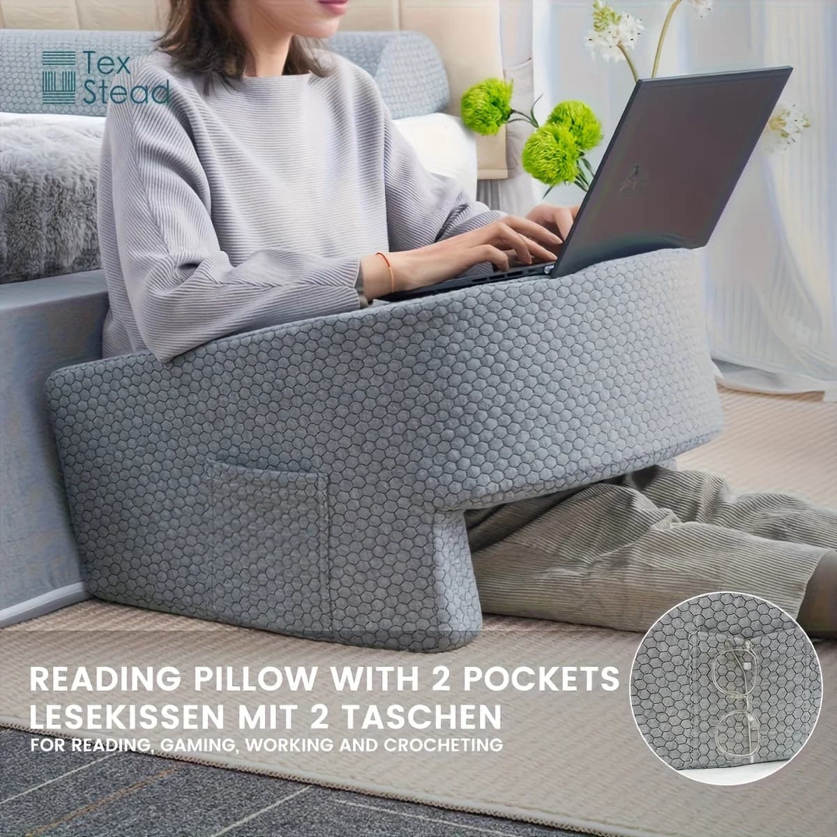 Oreiller de lecture pour jeu, oreiller repose-bras Extra Large pour adulte, oreiller repose-lit en mousse à mémoire de forme pour la lecture, le