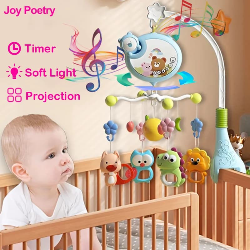 360 °   Musical bébé berceau Mobile rotatif veilleuse lit cloche jouet quatre vitesses timage suspendu infantile nouveau-né hochet chevet cadeau
