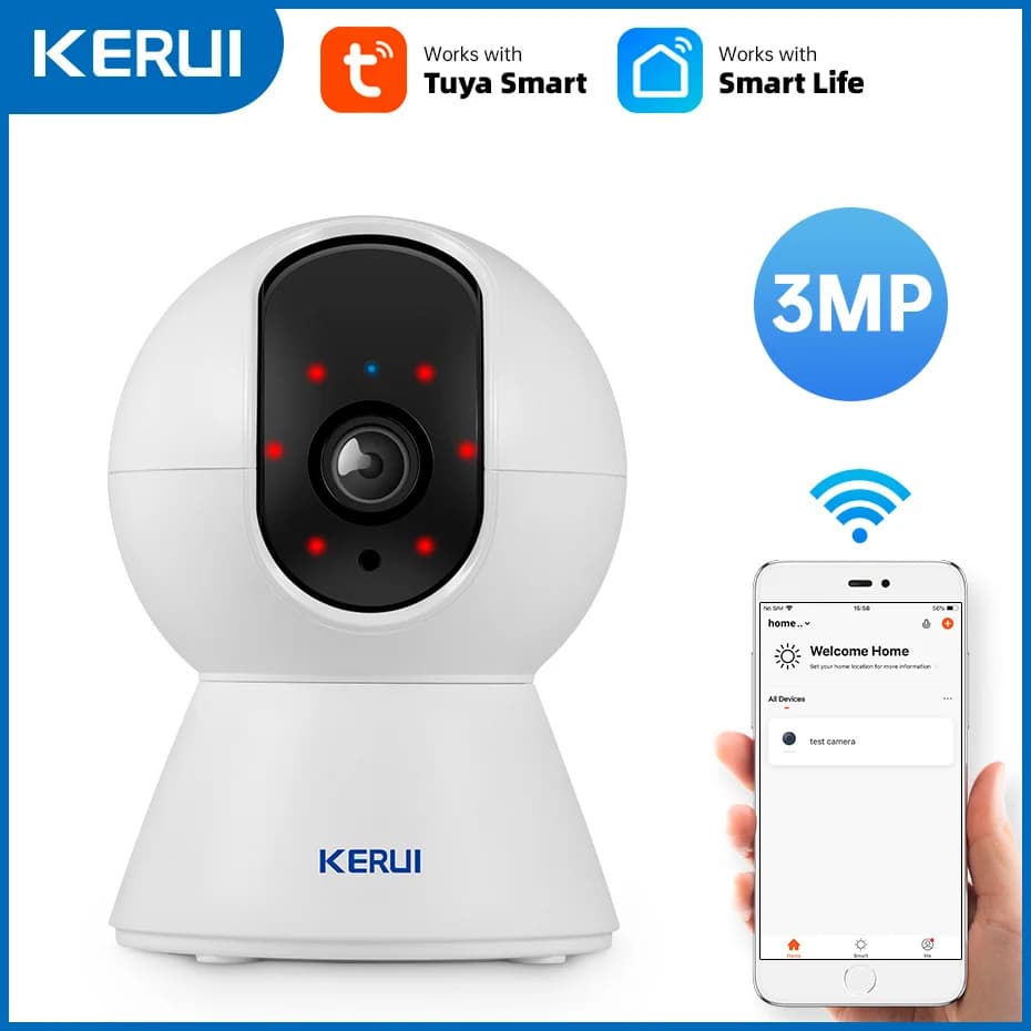 KERUI Fils électriques-Mini caméra de surveillance CCTV sans fil, Tuya Smart, WiFi, IP, sécurité intérieure, maison, livraison locale,, 3MP