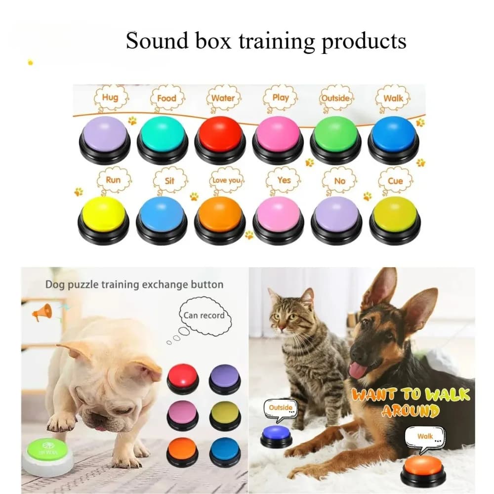 Boutons de Communication pour chiens, 8 pièces, bouton d'enregistrement vocal pour animaux de compagnie, Buzzer d'entraînement, lecture