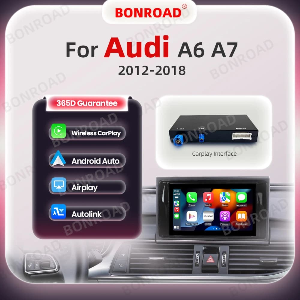 BONGEBLE-Boîtier adaptateur petsans fil pour Audi, CarPlay Android Auto, Bluetooth, Navigation GPS, Mirror Link, Audi Horizon A7, 2012-2018