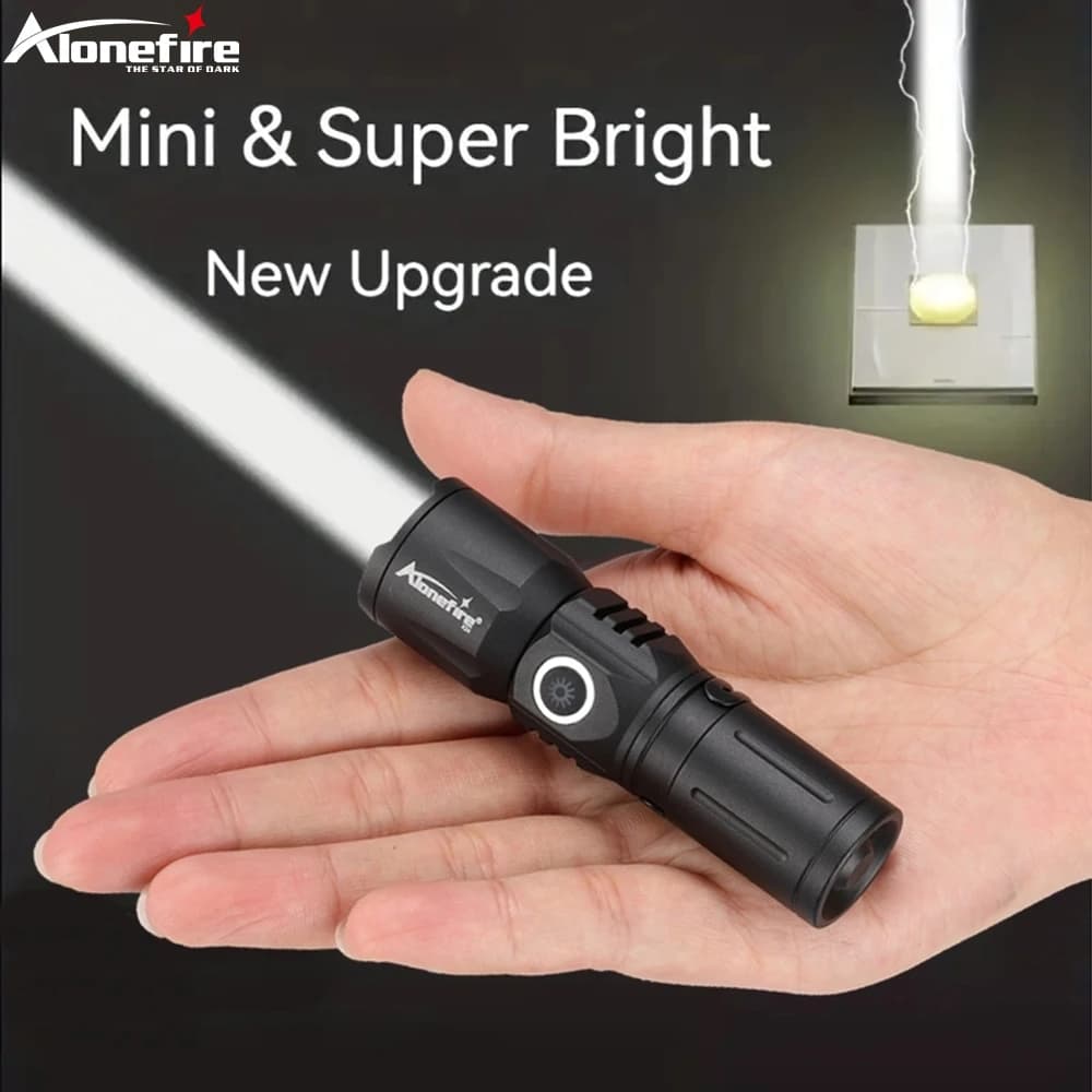 Zoom faisceau lumineux blanc longue Distance Mini lampe de poche type-c Usb Rechargeable Portable torche de poche maison extérieure 16340 batterie