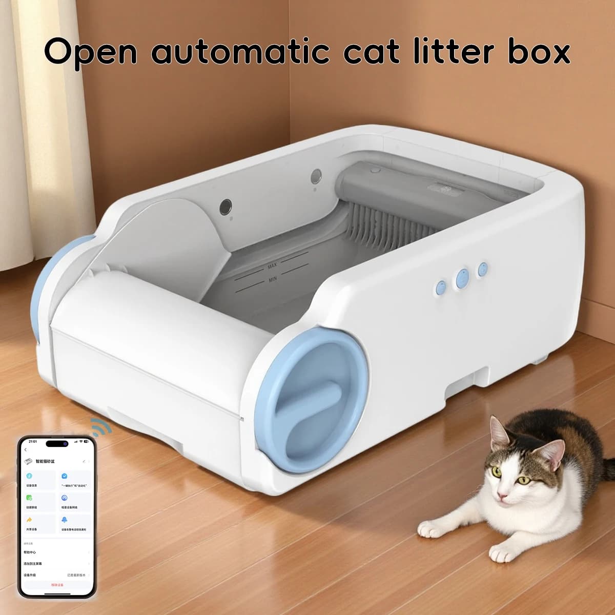 Bac à litière intelligent pour chat, nettoyage automatique, commande à distance via application, bac à litière pour chat, nouvelle toilette