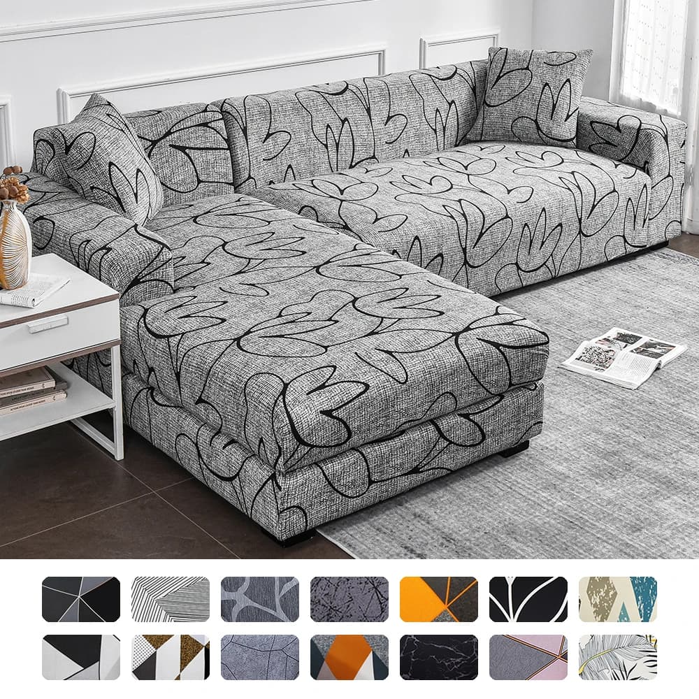 housse canape dangle pour Salon Imprimé Extensible housse canapé forme de L Élastique housses de canapé 1/2/3/4 places housse de coussin
