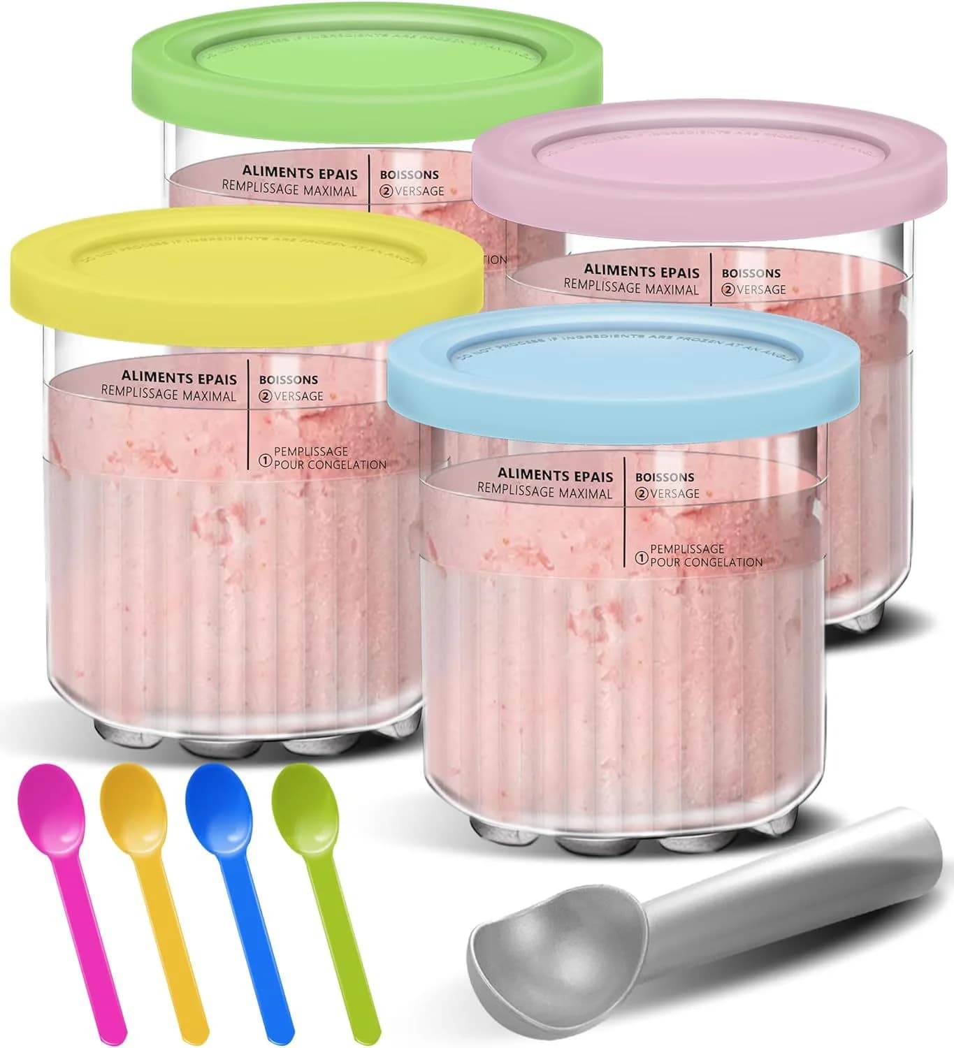 Contenants de remplacement pour les couvercles des pots Ninja Creami Deluxe NC500/501, ensemble de contenants pour crème glacée crémeuse, taille