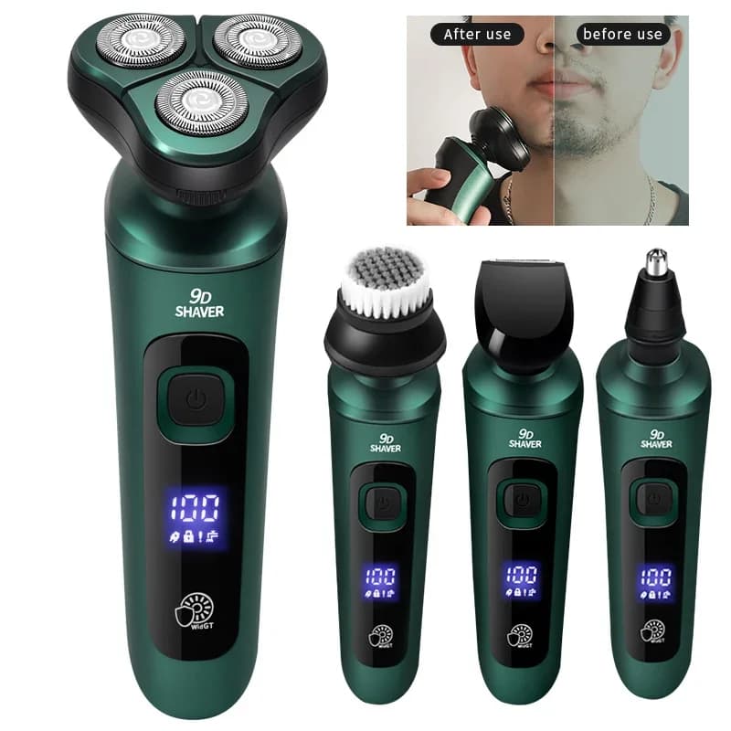 Nouveau rasoir électrique intelligent LCD affichage numérique rasoir flottant à trois têtes USB Rechargeable lavage couteau à barbe multifonction