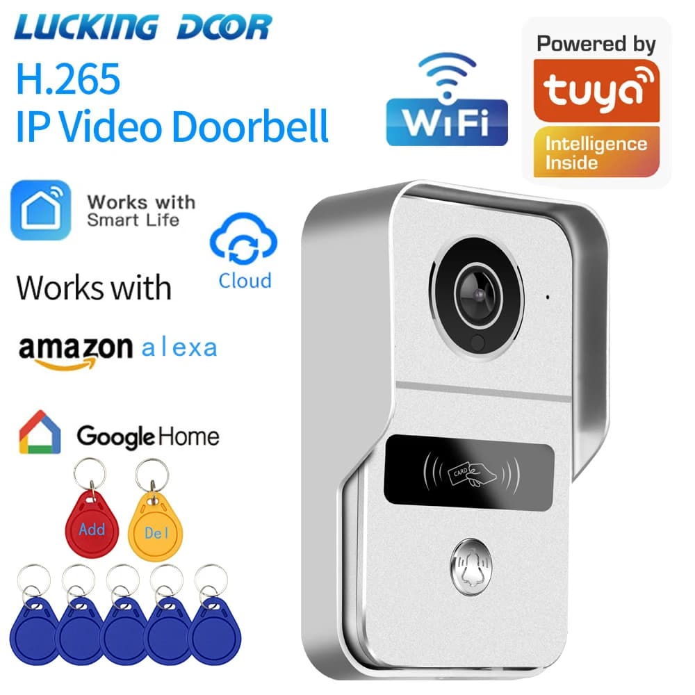 Caméra de sonnette Tuya Smart 1080P, Wi-Fi, sans fil, IR, HD, interphone vidéo avec RJ45 à POE, option de verrouillage, technologie de
