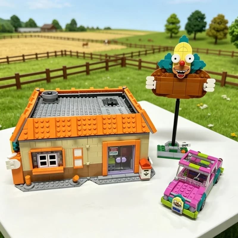 Modèle MOC de bâtiment de restaurant de hamburgers avec vue sur la rue, ornement décoratif de bureau et de maison, cadeau créatif pour les fêtes