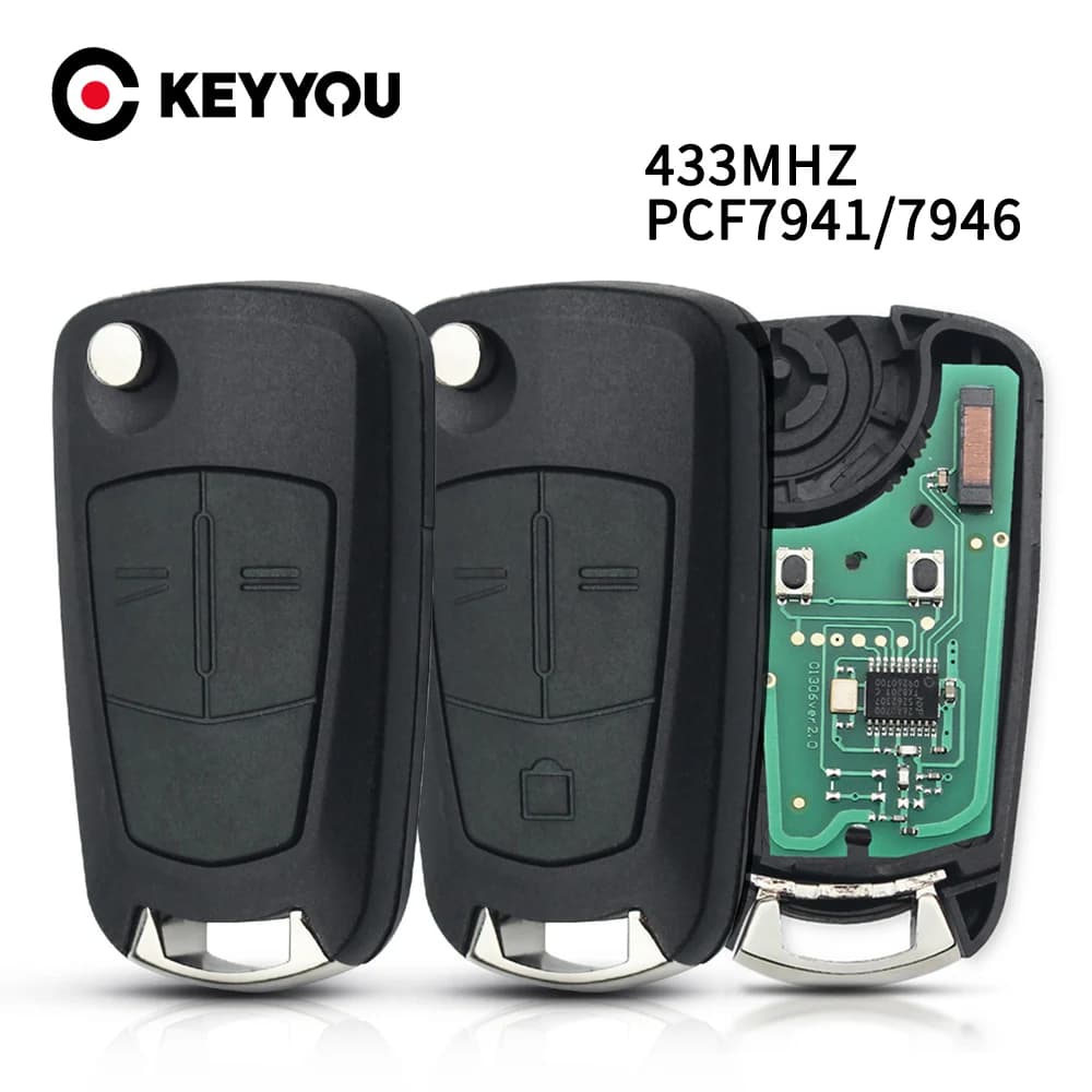 KEYYOU – clé télécommande de voiture à rabat, 433Mhz, pour Opel/Vauxhall Astra H 2004-2009 Zafira B 2005-2013 Vectra C 2002-2008 Corsa D