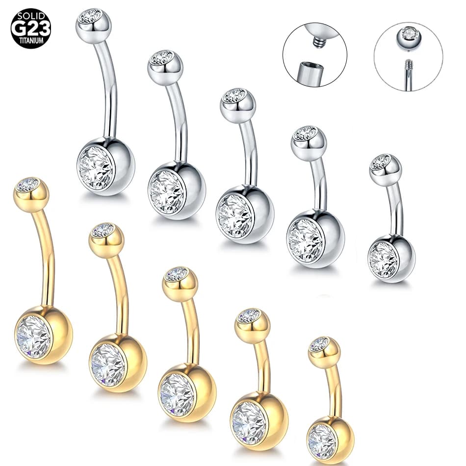 10 pièces/lot G23 titane nombril anneaux cristal nombril haltère anneaux ventre Piercing bijoux pour femmes Sexy nombril Piercing 14G