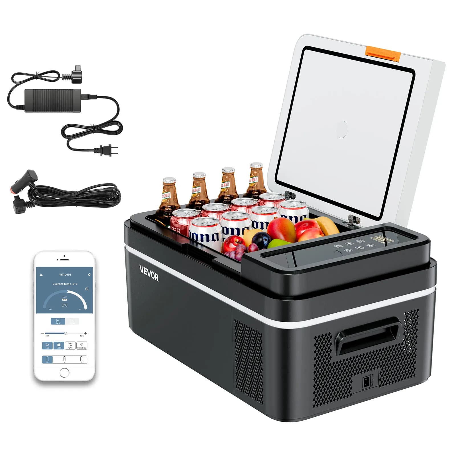 Succebuy Réfrigérateur-congélateur portable 20L à compresseur électrique, glacière de voiture 12/24V DC et 110-240V AC pour cuisine et bar