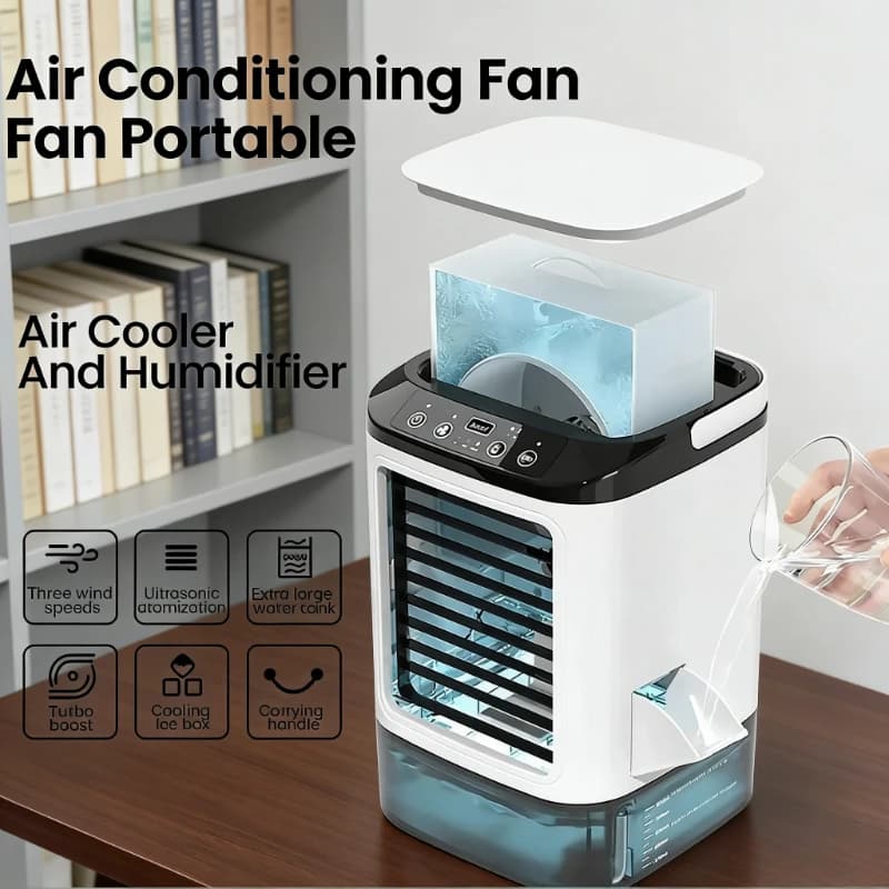 Ventilateur de climatisation portable USB, ventilateur de refroidissement de bureau à domicile, lampe de nuit LED, refroidisseur d'air pour chambre,