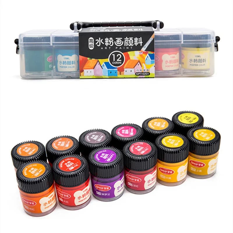 Ensemble de pigments Gouache 12/24/36 couleurs, 15ml, séchage rapide et résistant au soleil pour la peinture artistique, croquis de graffitis pour
