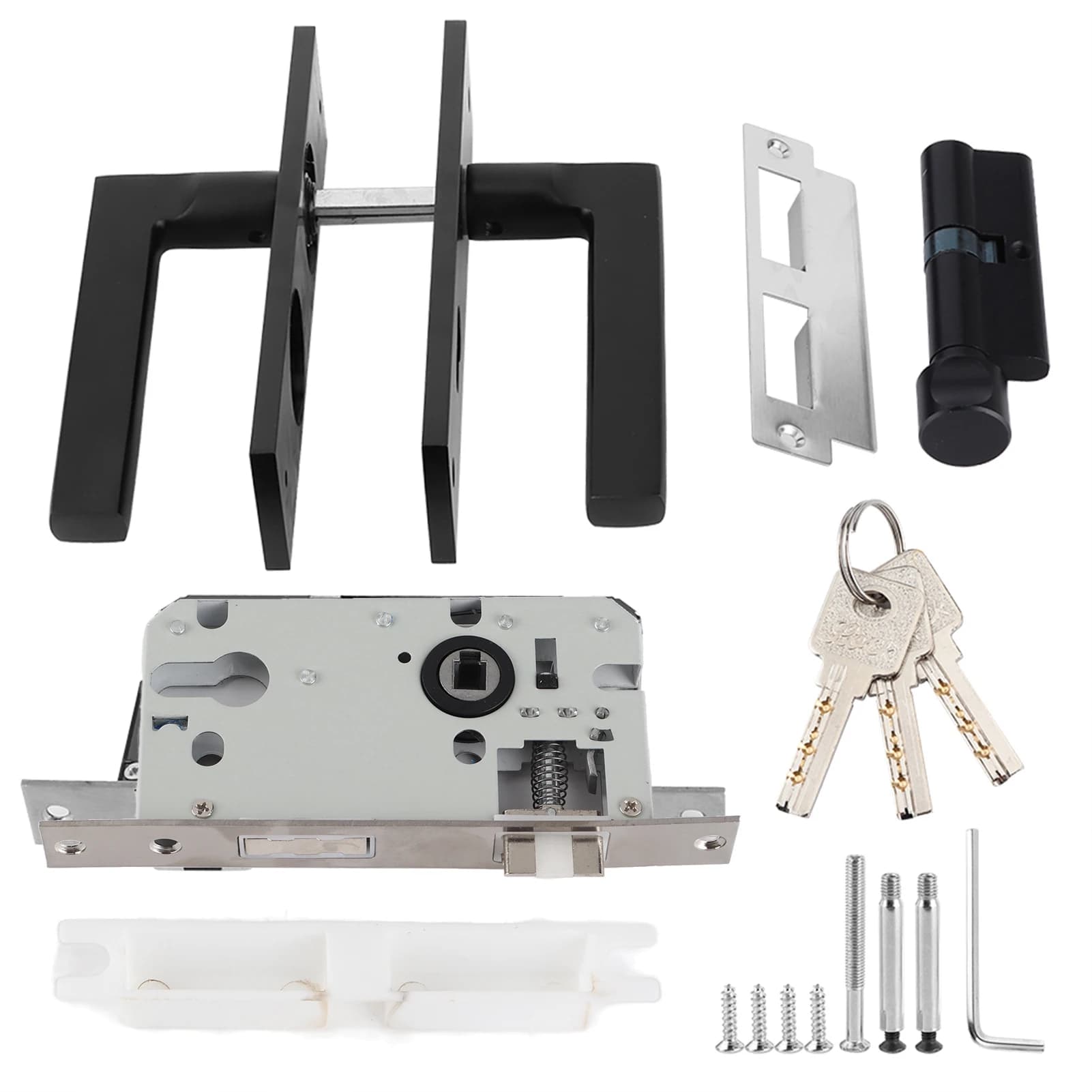 Poignée de porte de sécurité serrure espace aluminium chambre serrure de porte sécurité à domicile chambre poignée serrure avec clés vis noir