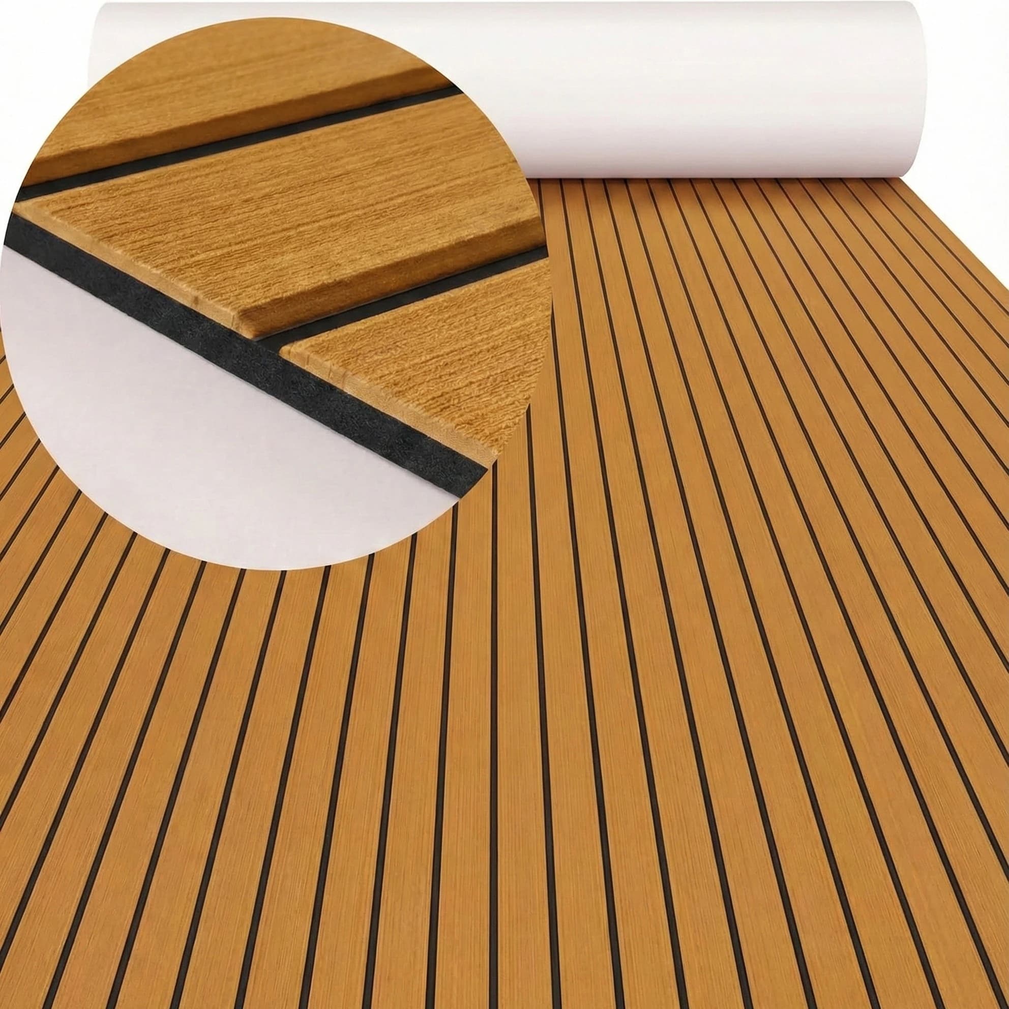 2400*300*5mm EVA mousse bateau terrasse feuille tapis Yacht bateau à moteur anti-dérapant véhicule auto-adhésif Marine Faux teck pont tapis de sol