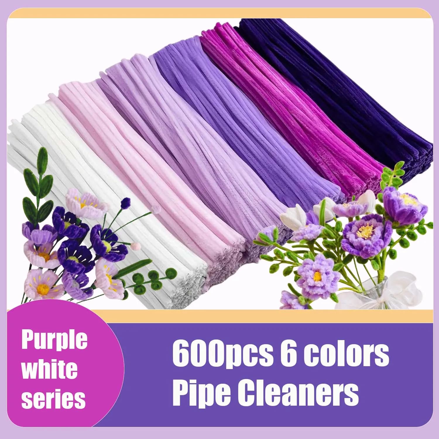 600 pièces multicolores, Kit de fabrication de fleurs, fournitures d'art et d'artisanat, Kit de nettoyage de tuyaux, nettoyeur de tuyaux pour fleurs,