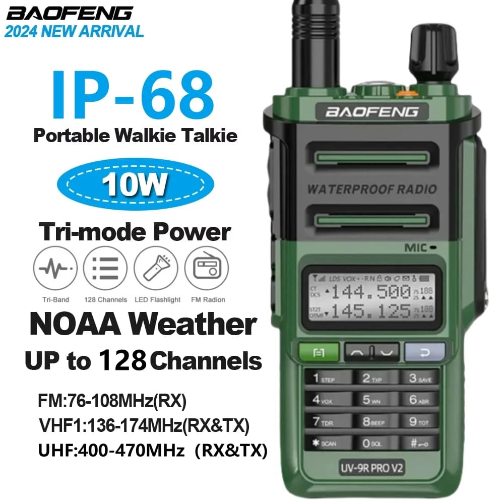 Baofeng UV 9R Pro V2 IP68 étanche talkie-walkie Tri-puissance type-c chargeur double bande jambon CB Radio bidirectionnelle de UV 9R Plus