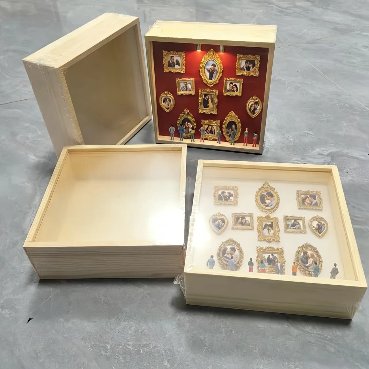 Boîte en bois massif, cadre de présentation anti-poussière pour mini-musée DIY, idéale pour diverses occasions