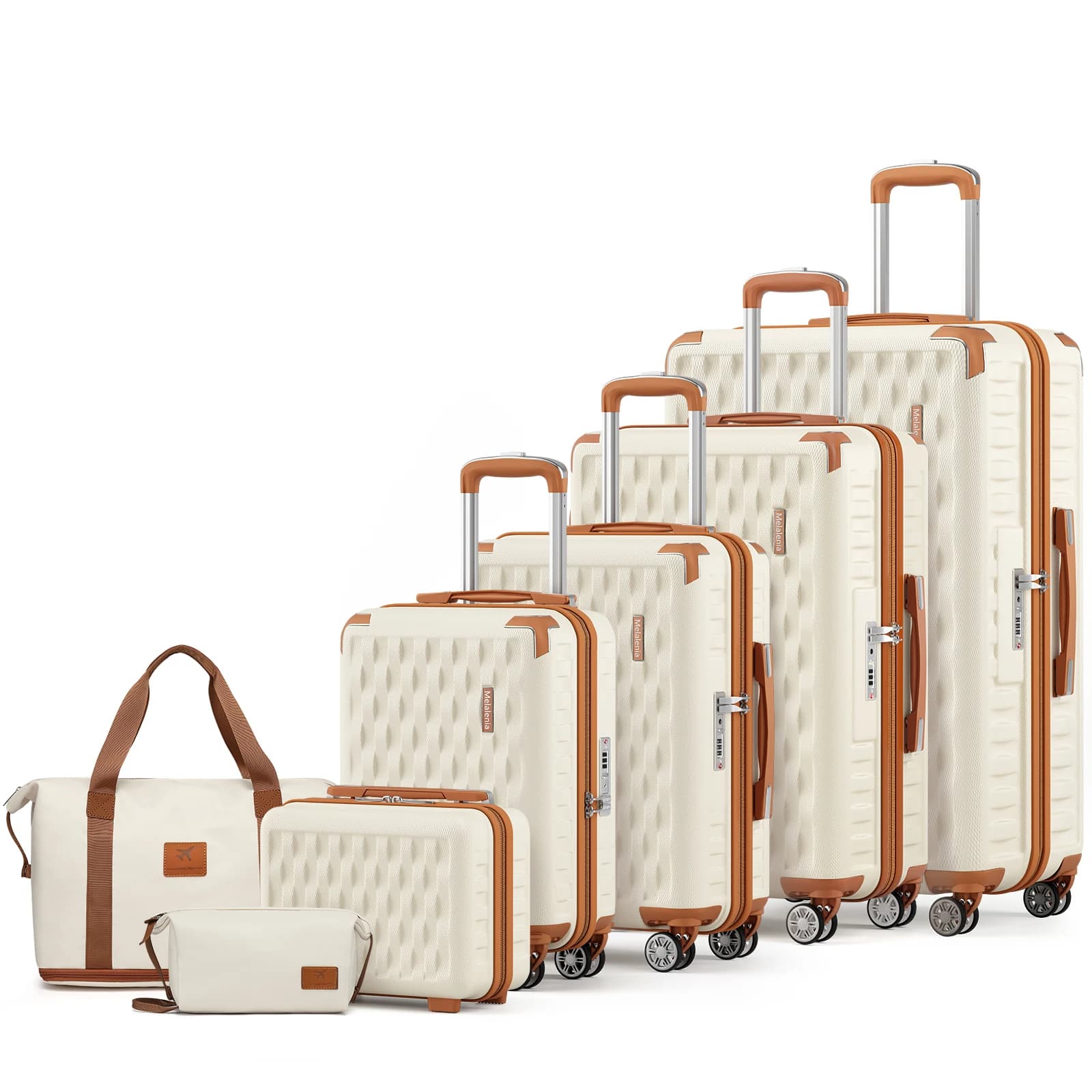Ensemble de bagages légers et durables de 7 pièces, valise de voyage familiale avec serrure TSA et roues pivotantes lisses