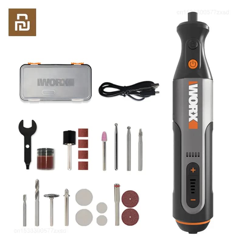 Worx 8V outil rotatif WX106 Mini perceuse sans fil gravure meulage Machine de polissage chargeur USB ensemble d'outils électriques à vitesse