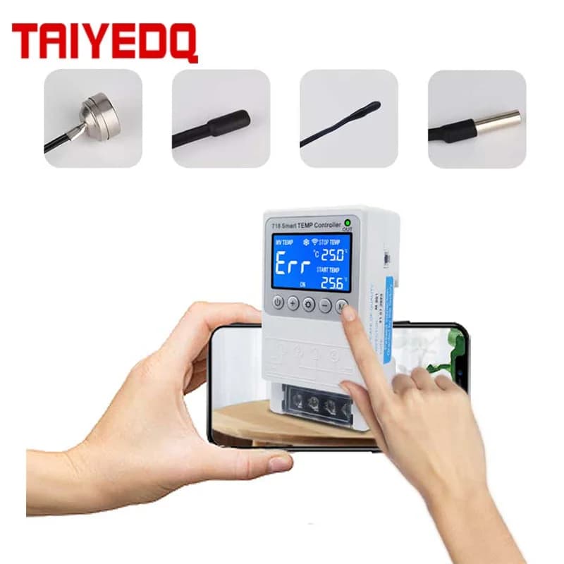 Télécommande sur Rail Din Wifi intelligente, température réglable, entièrement automatique, contrôleur de température de l'eau chaude, sonde en