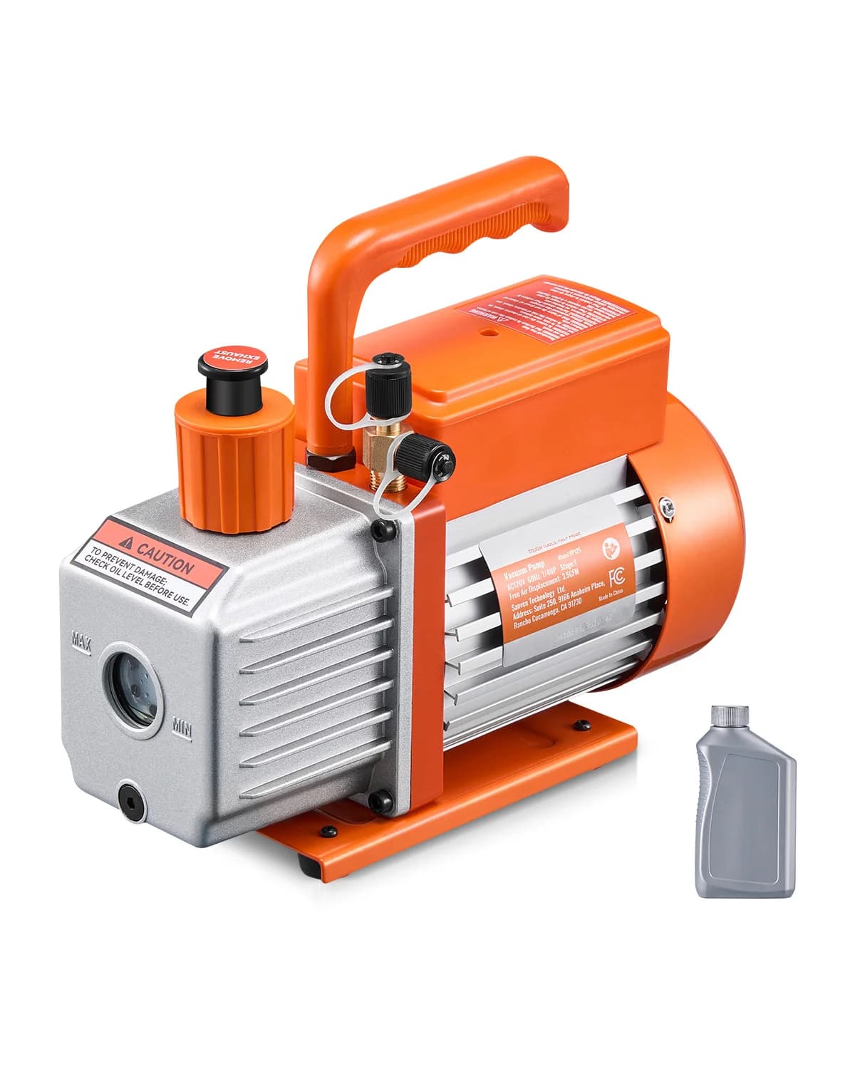 SucceBuy Pompe à vide et bouteille d'huile 3,5CFM/4CFM/5CFM 1 étage ou 6CFM 9CFM 2 étages, R134a R22 R410a Systèmes Manutention du conditionneur