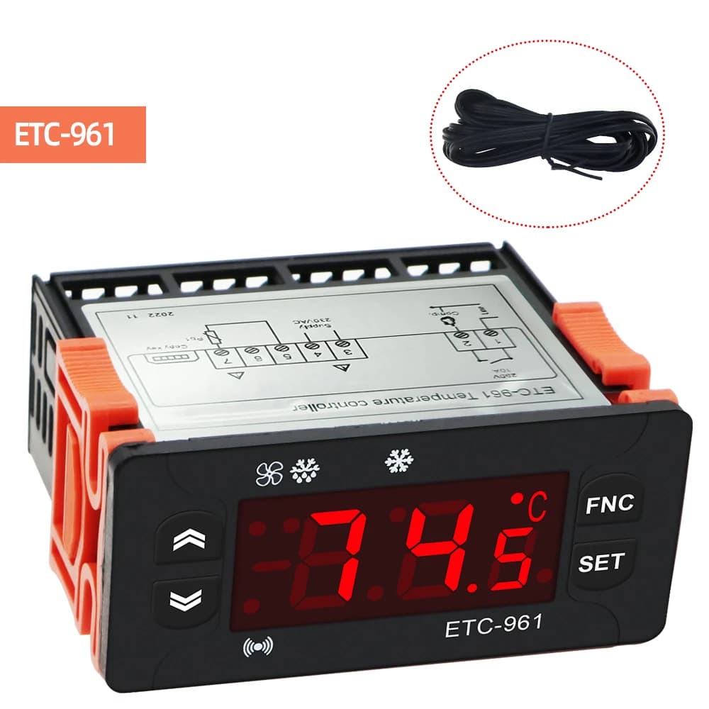 Thermostat ETC-961 220V, régulateur de température, contrôle de l'humidité, thermomètre, hygromètre, alarme de réfrigération, capteur NTC