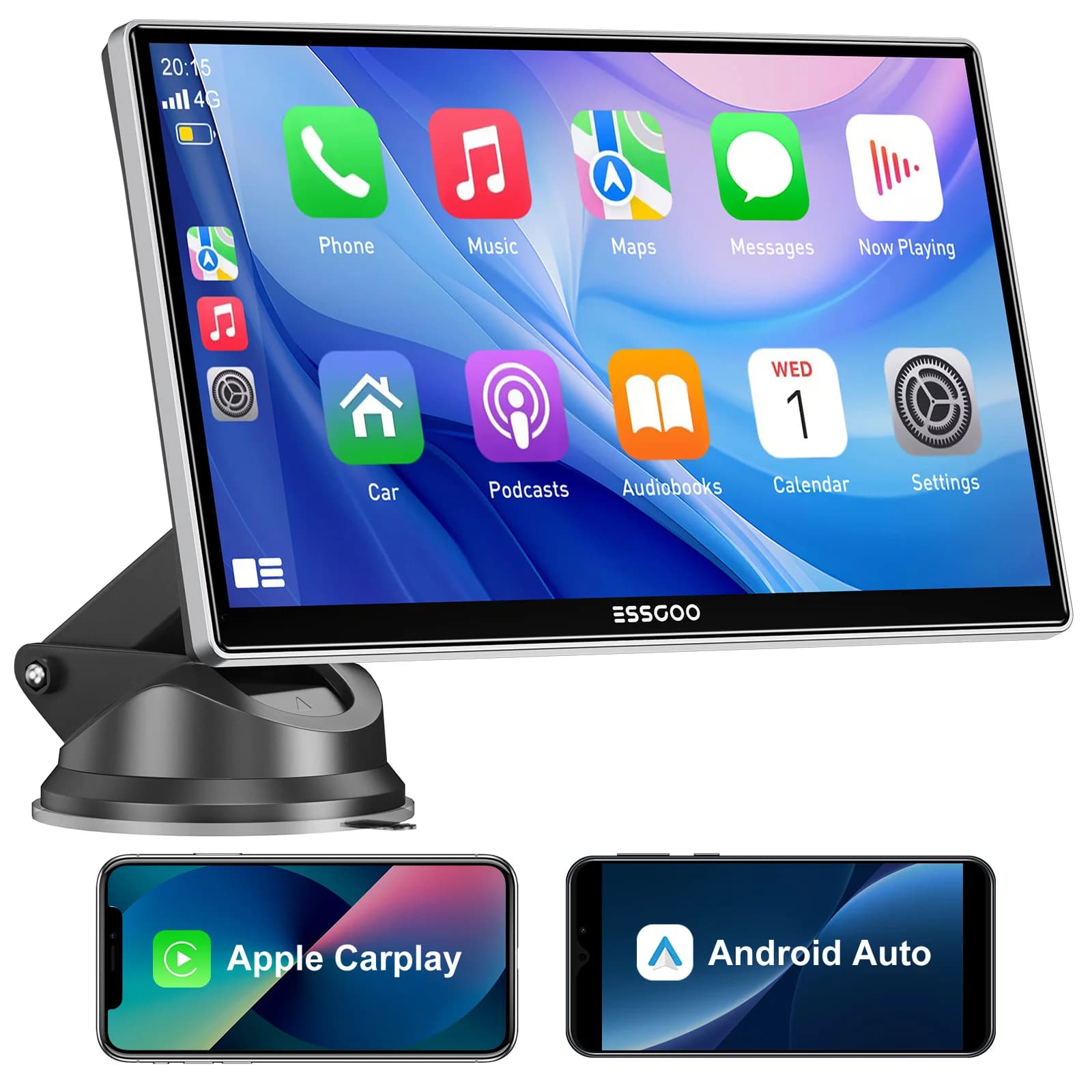 ESSGOO 9 pouces écran tactile Portable autoradio sans fil Apple Carplay Android Auto USB TF Bluetooth lien miroir