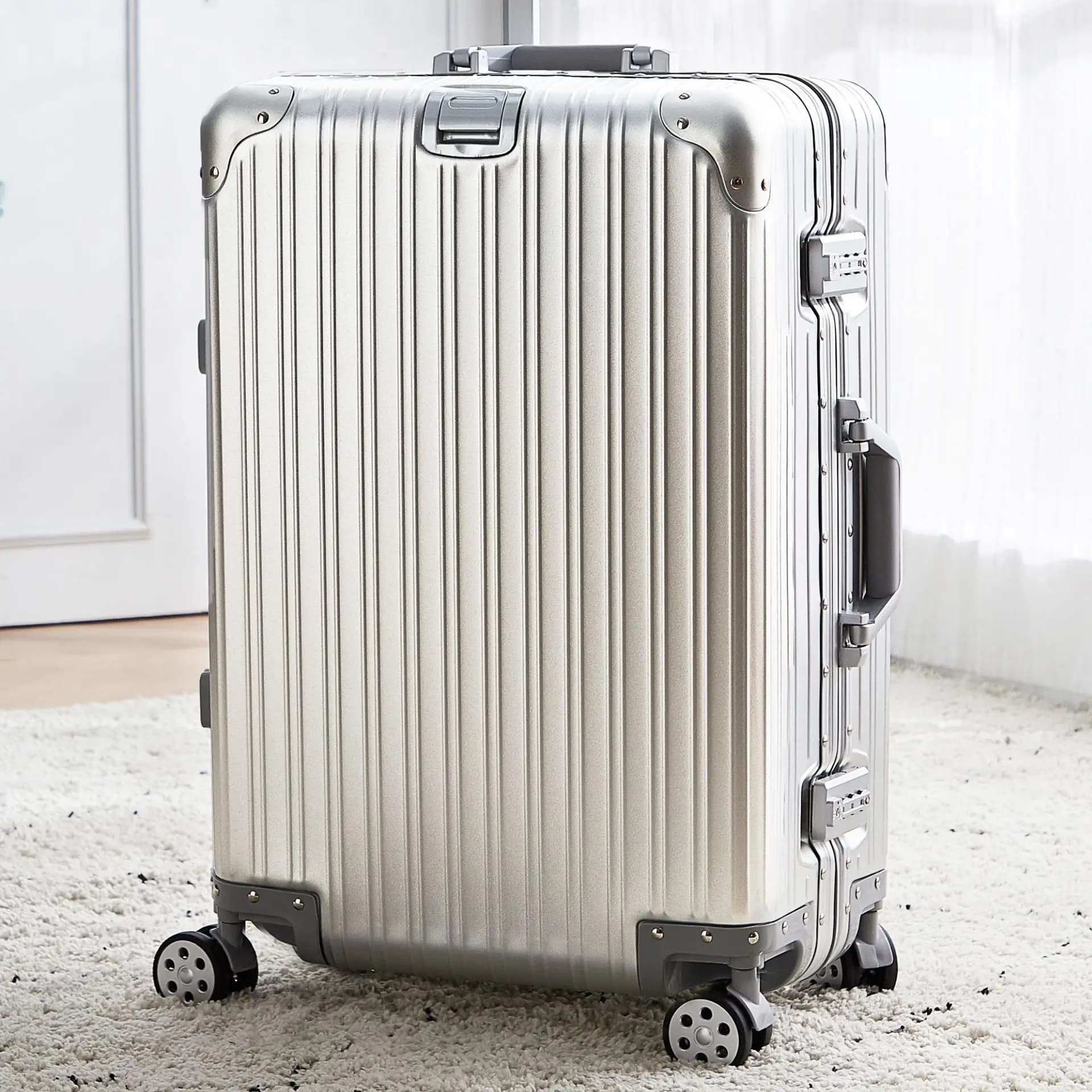 Valise de voyage en alliage d'aluminium et de magnésium 100%, bagage roulant de haute qualité, chariot de 20/24/26/29 pouces, valise de cabine à