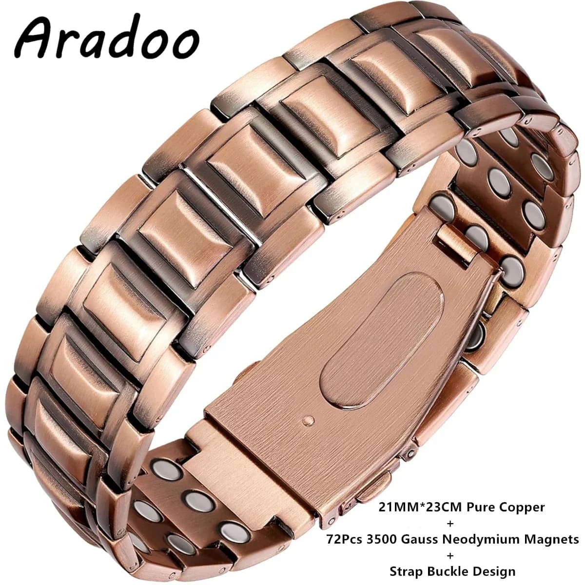 ARADOO Bracelet en cuivre avec aimants en néodyme 3X plus puissants pour hommes, bracelet en cuivre pur, bijoux cadeaux
